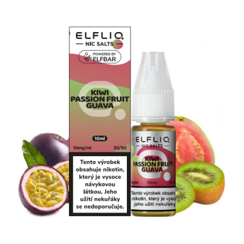 ELFLIQ Nic SALT - Kiwi, maracuja a guava (Kiwi Passion Fruit Guava) 10ml - 10mg