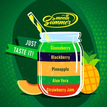 Příchuť Big Mouth Smooth Summer - Ananas a angrešt (Strawberry Jam, Aloe Vera, Pineapple, Blackberry, Gooseberry) - 10ml